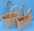 Kosz, torba rogożynowa mała, długie rączki. Góra zewnątrz 37x15, dno 28 x 12 wys. 27, rączki około 24 cm z rączkami 52